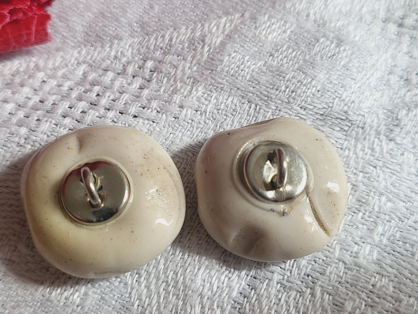 Duo boutons vintage en résine pour collection blanc cassé 1,7 cm D17F