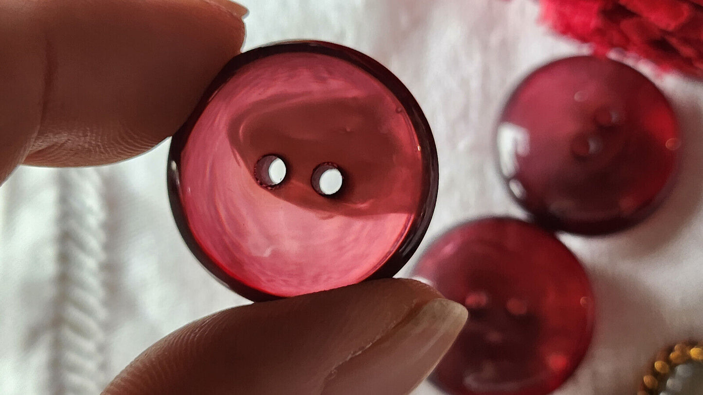 Trio épais boutons vintage violet transparent nuage trou 2,4 cm ref 2513