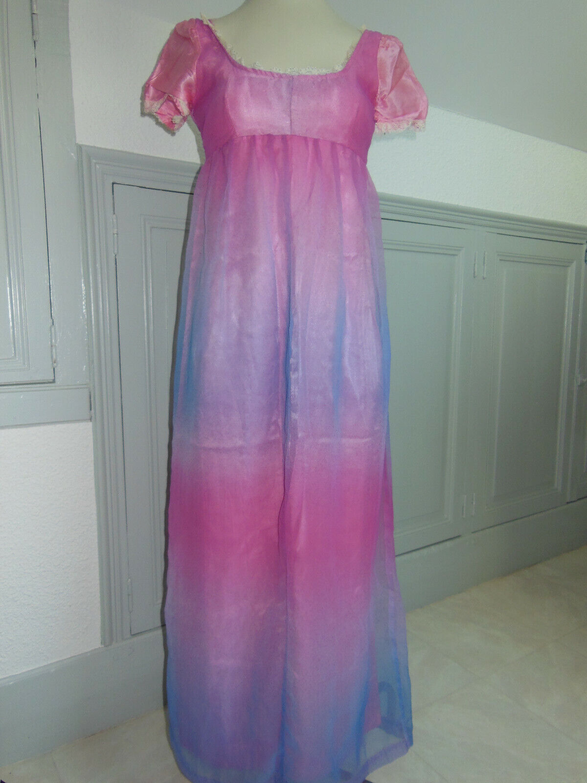Pur vintage robe longue chemise de nuit? année 60 damasT34/36? B5