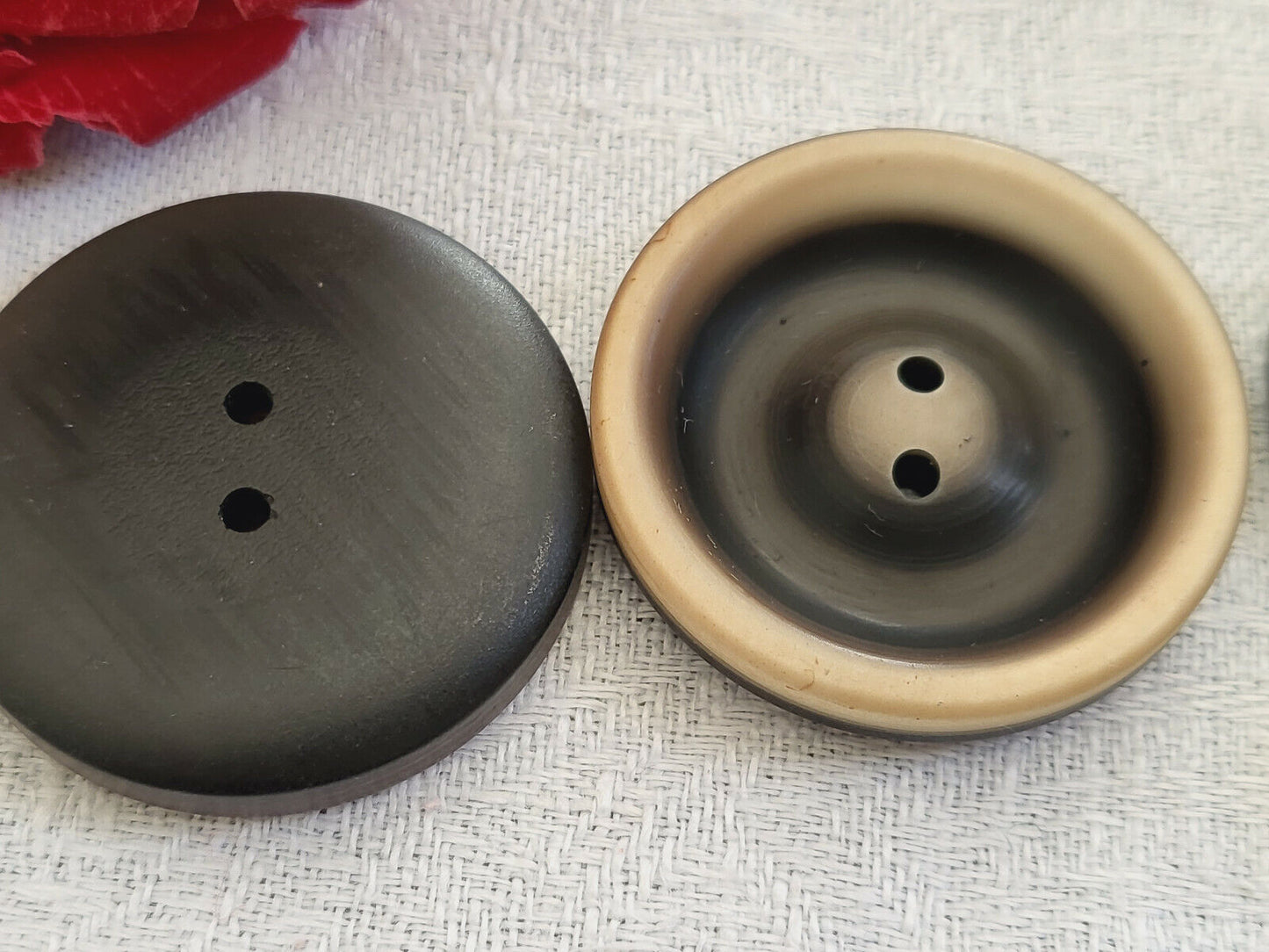 Duo gros boutons anciens marron noir vintage veste 3,6 cm ref 3222