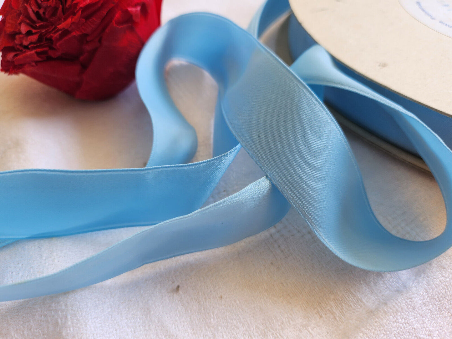 Ruban ancien polyamide vintage bleu nylon 5 mètre sur 2,5 cm mercerie B5 n°21