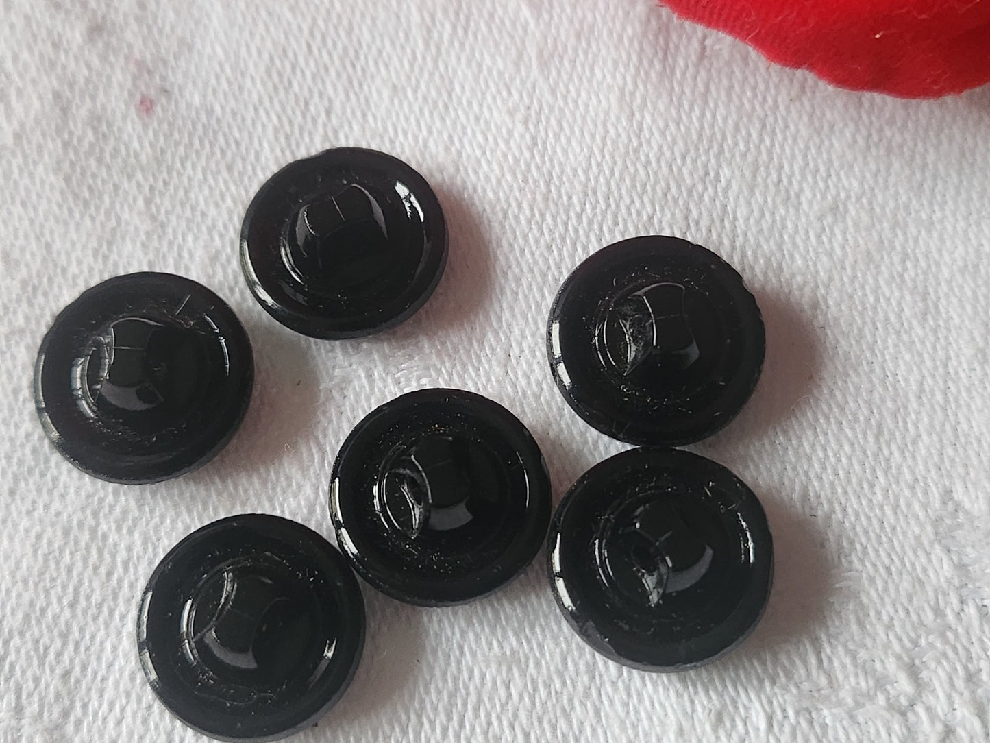 Lot 6 boutons anciens en verre argenté vintage 1,3 cm ref 2138