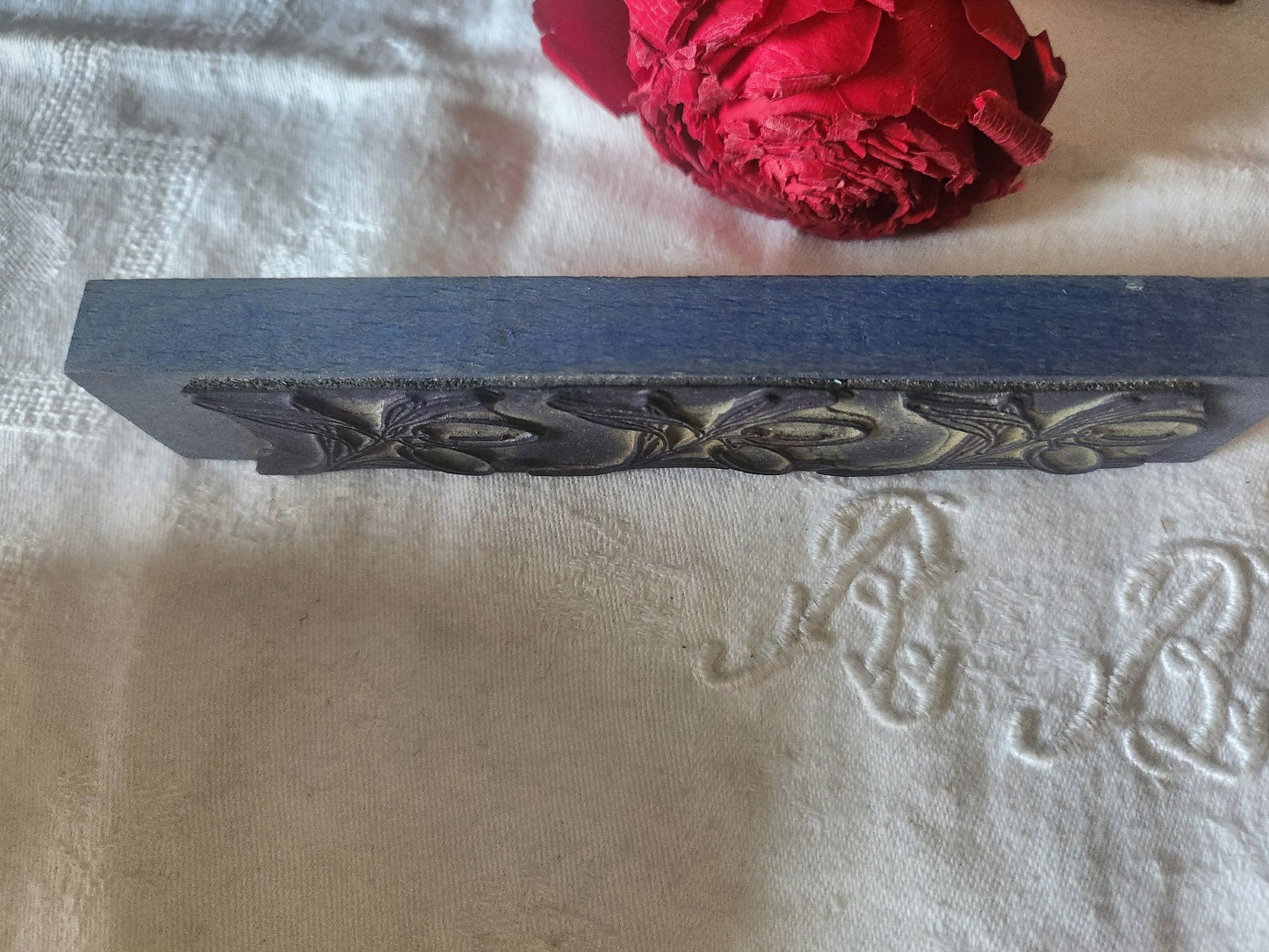Tampon ancien frise idéale broderie frise prune 16 cm n°53-2