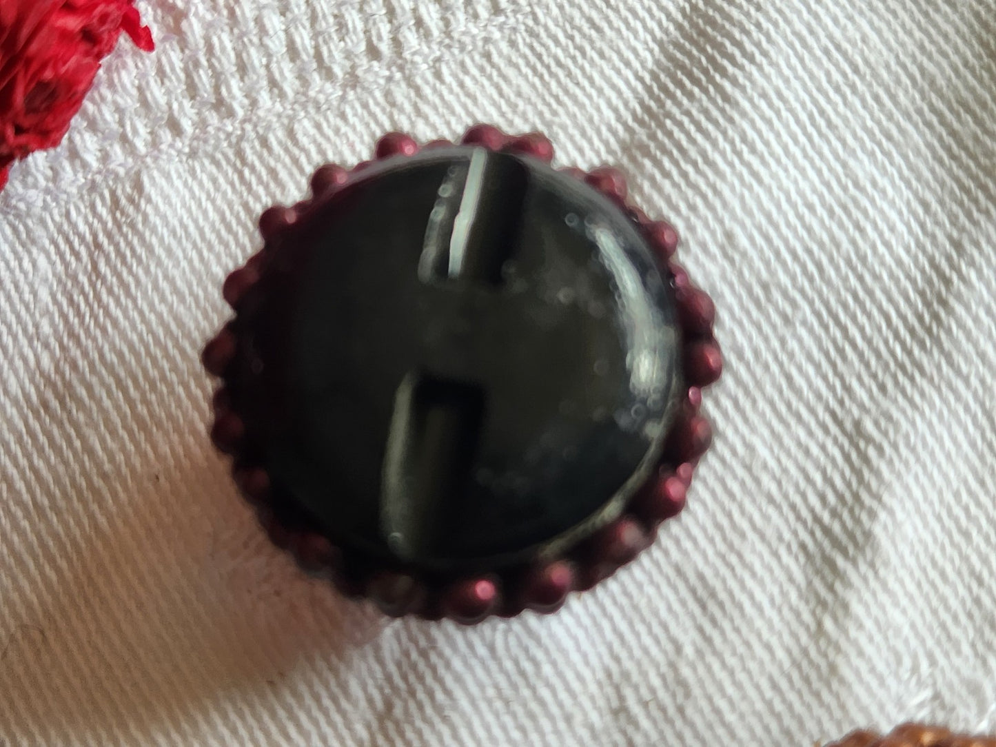 Bouton vintage métal torsade perle main bijoux parurier 2,6 cm G19I