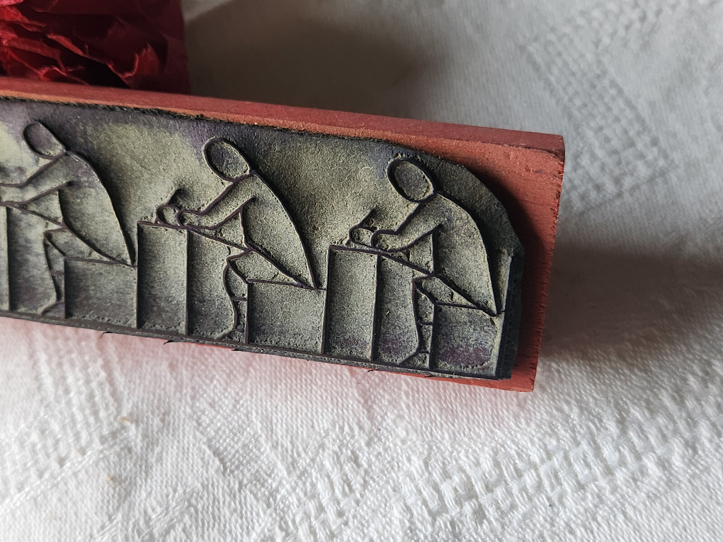 Tampon ancien frise idéale broderie ecriture pupitre collection 16 cm n°53