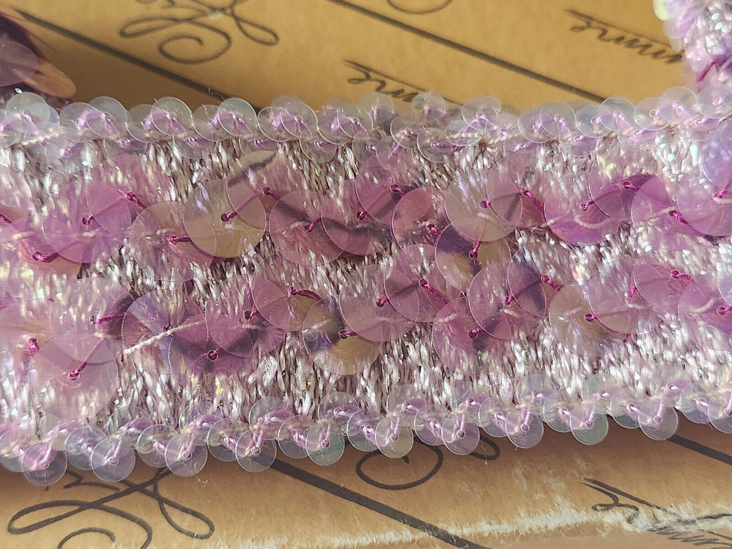 Superbe galon vintage trés large sequin mordoré 3 mètres sur 4 cm rare B7