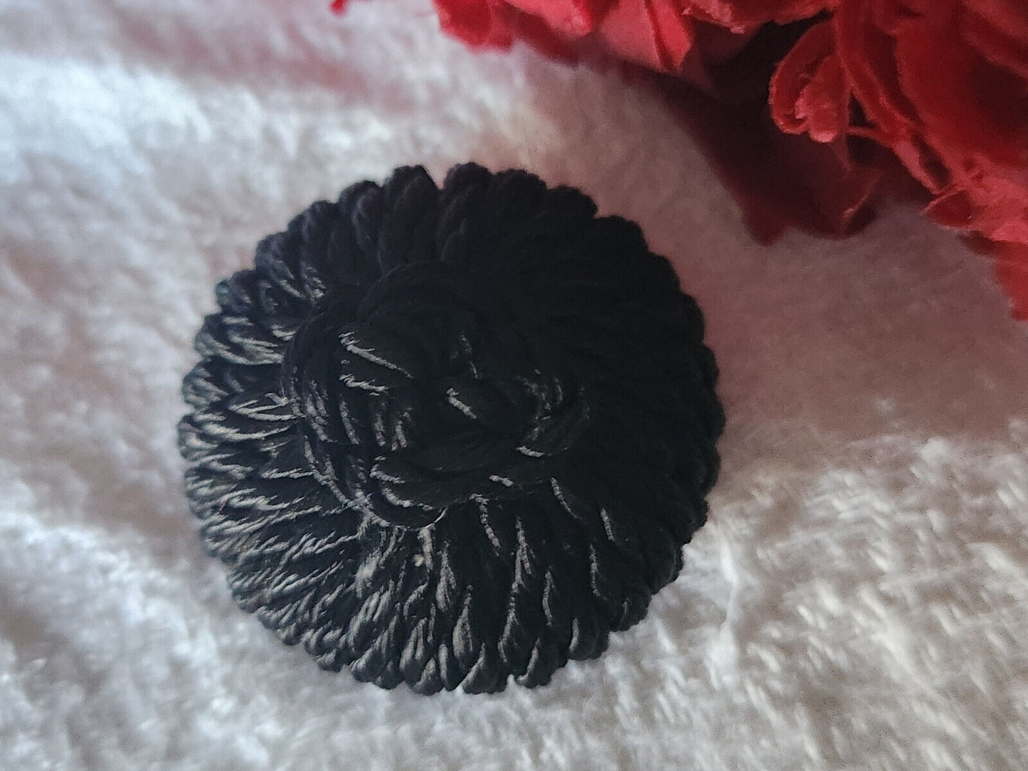 Ancien bouton en passementerie noir fait main collection 2,5 cm D3H
