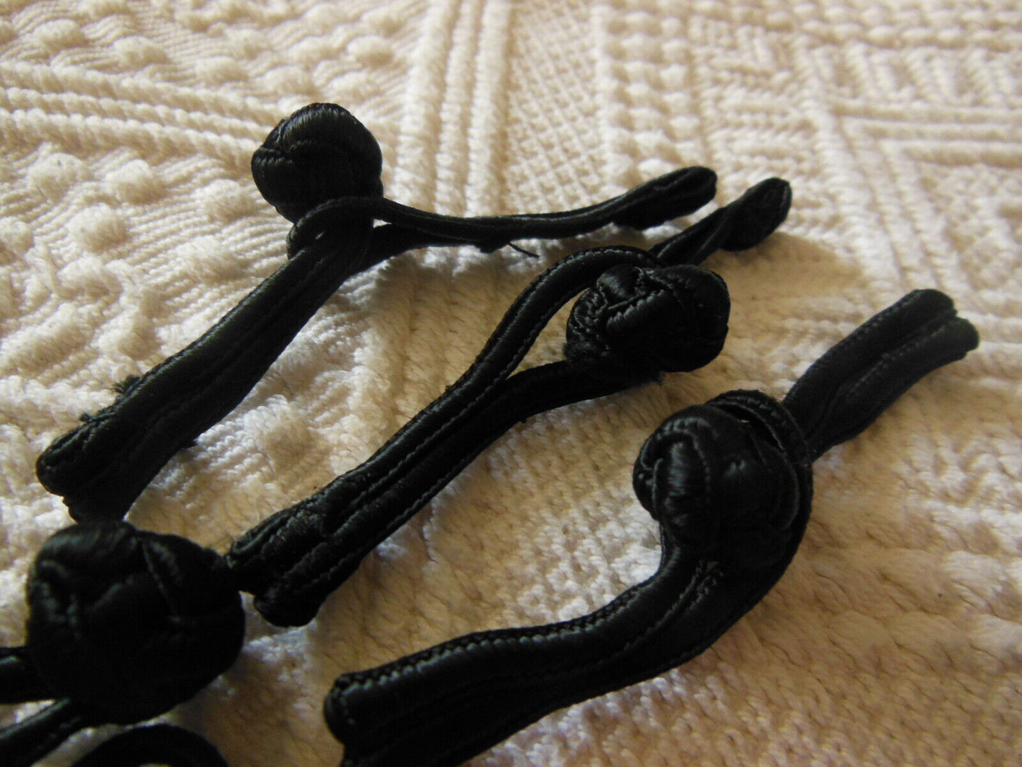 Lot 3 fermoirs brandebourgs noir tissu couture création bijoux sac pochette T17