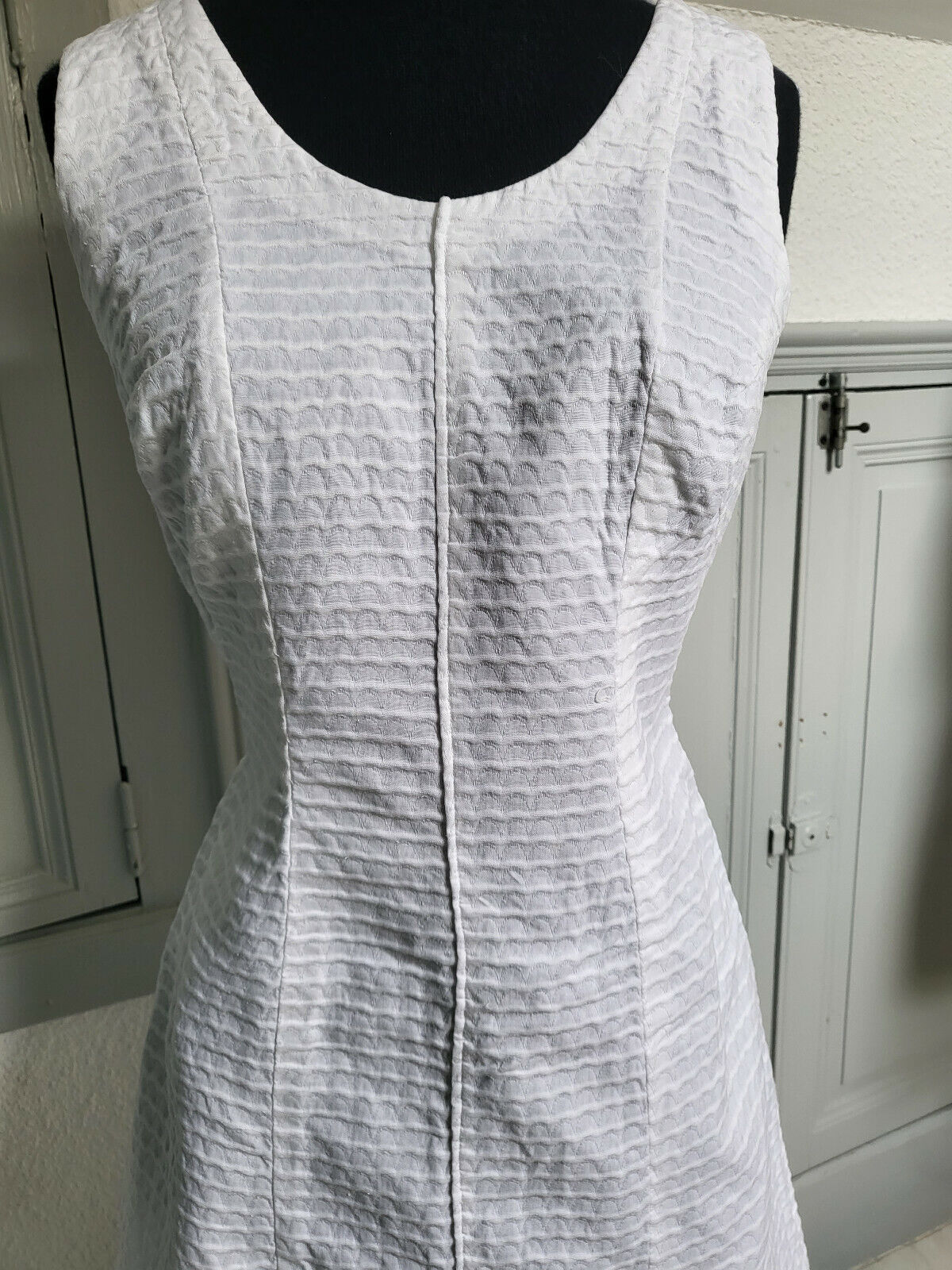 Pur vintage robe ancienne blanche gaufrée taille 38 B5