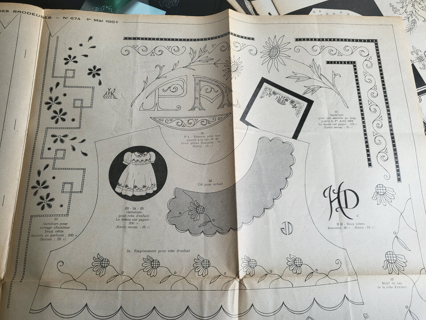 Le journal des brodeuses 1951 n° 674 service à porto garnitures combinaison