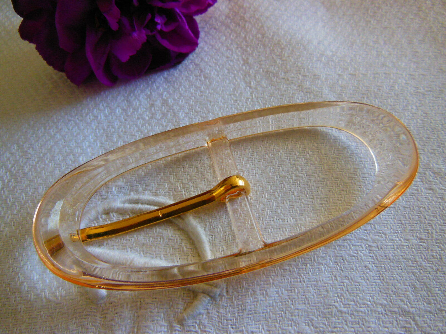 Boucle de ceinture rose transparente vintage 7,2 sur 3,3 cm ME2AH