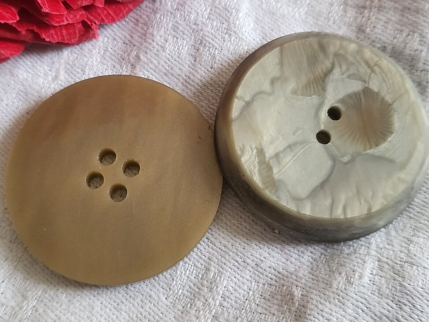 Duo gros boutons vintage marron manteaux diamètre 3,5 cm ref 2438