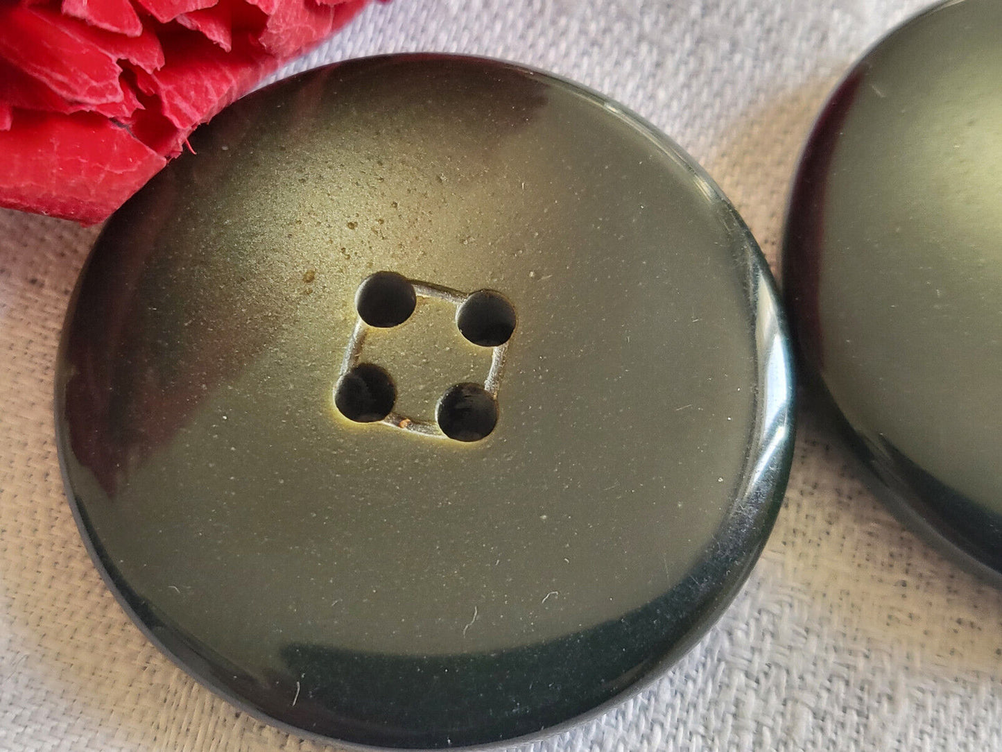 Duo gros boutons vintage vert pour veste gilet 3,4 cm ref 3116