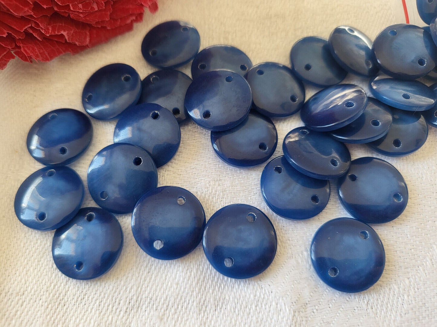 Lot 10 connecteur vintage originaux création bijoux bleu 1,4 cm ref 2981