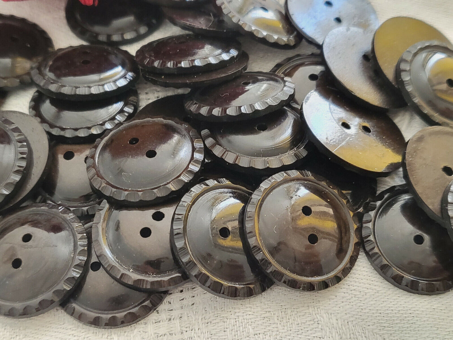 Lot 14 boutons vintage marron marbré anciens diamètre 2,1 cm ref 169