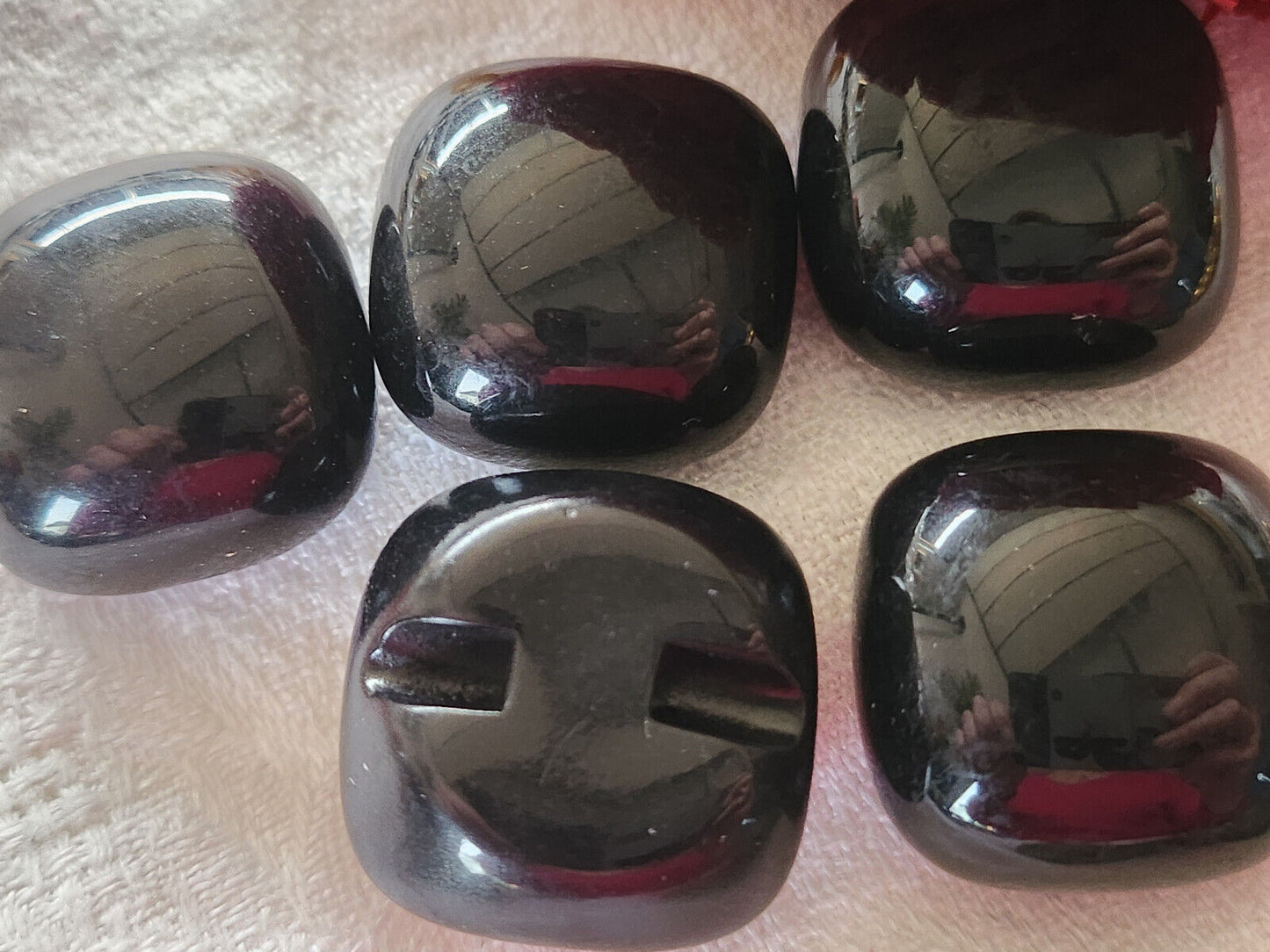 Lot 5 volumineux bouton vintage noir gros 2,4 cm ref 2752