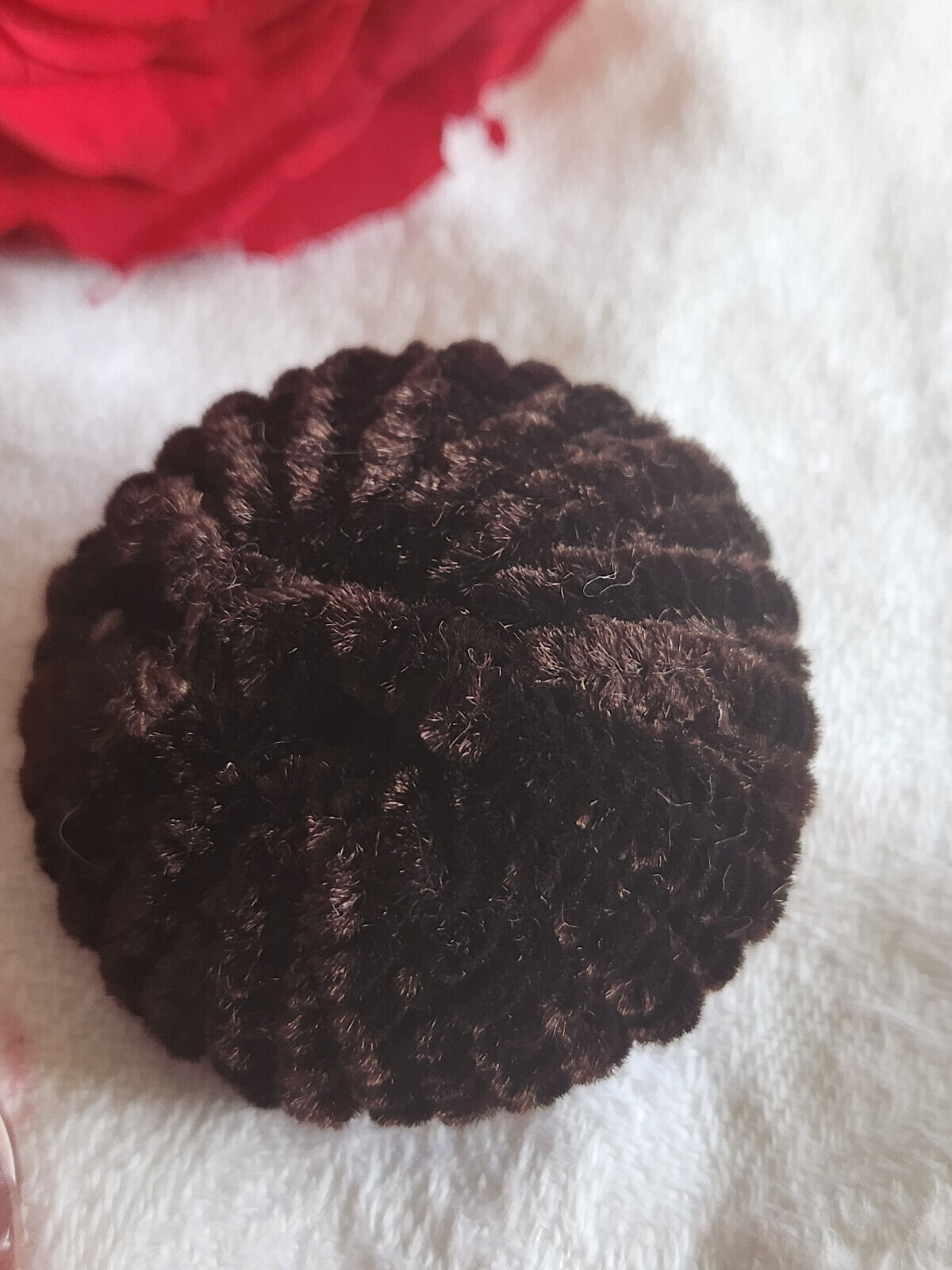 Haute couture gros bouton ancien doudou marron passementerie 3,7 cm ref 1203