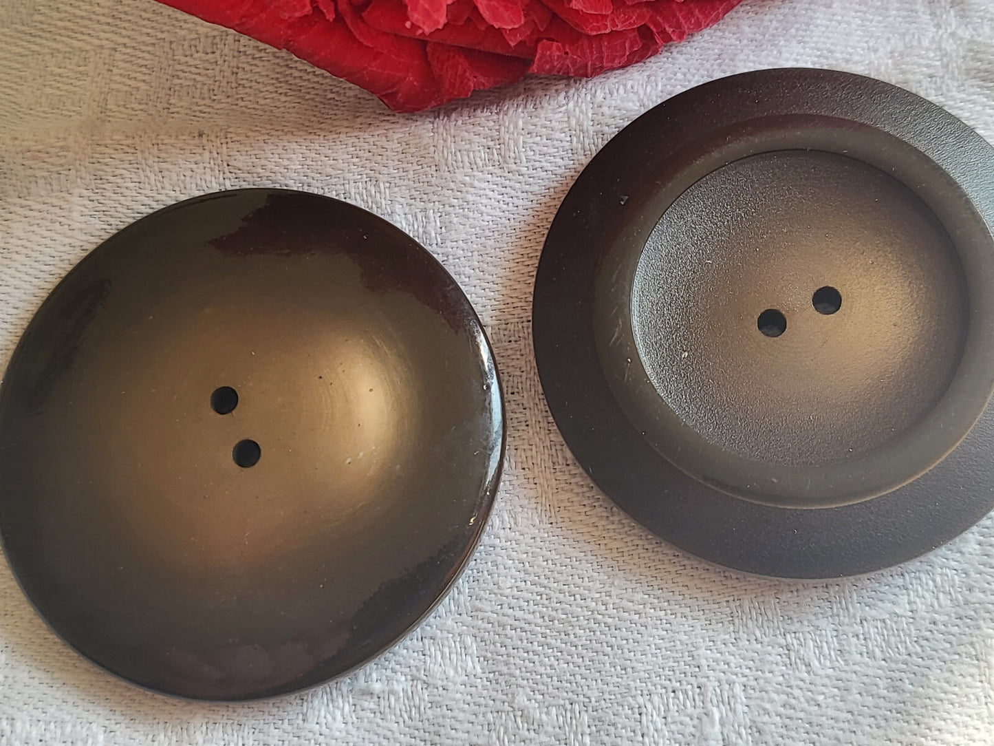 Duo gros boutons vintage marron manteau XXL 4,3 cm ou 43 mm ref 1350
