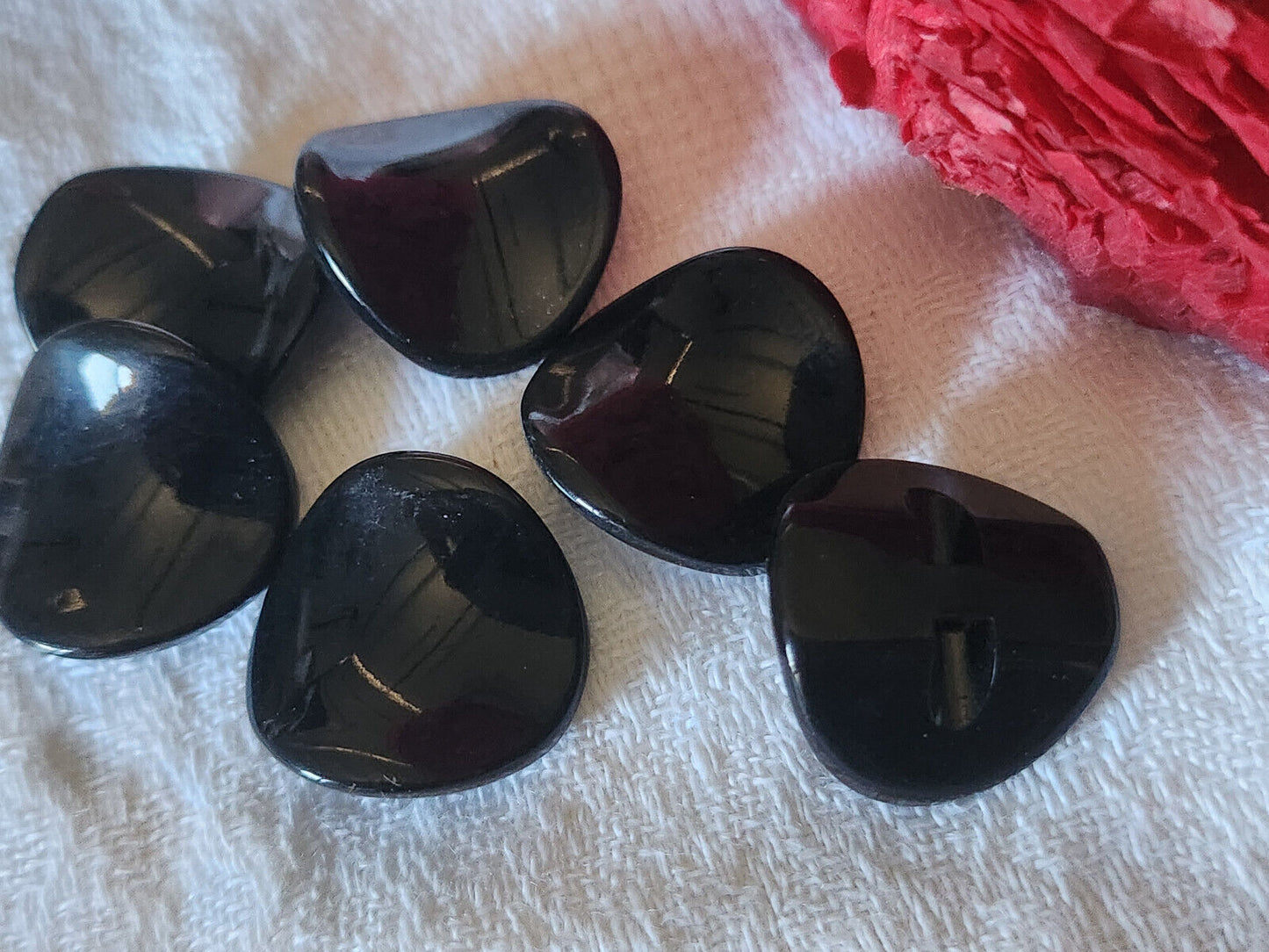 Lot 6 boutons vintage noir incurvé volume à pied cambré 1,9 cm ref 5543