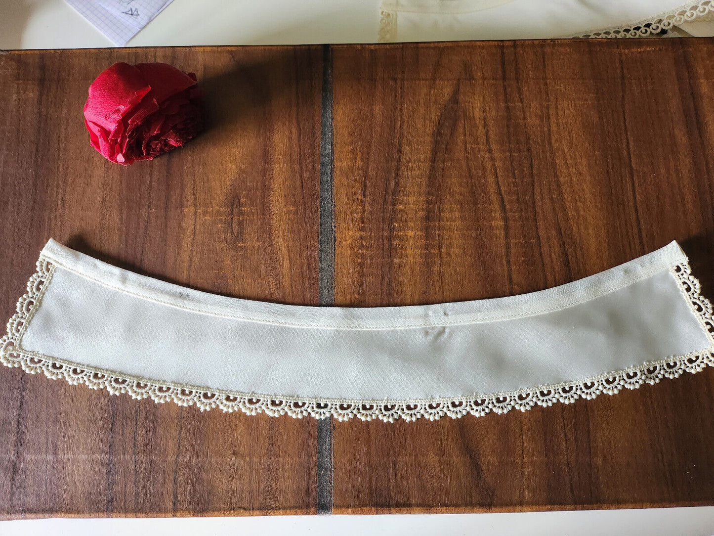 Ancien col tissu satiné dentelle vintage B7-71