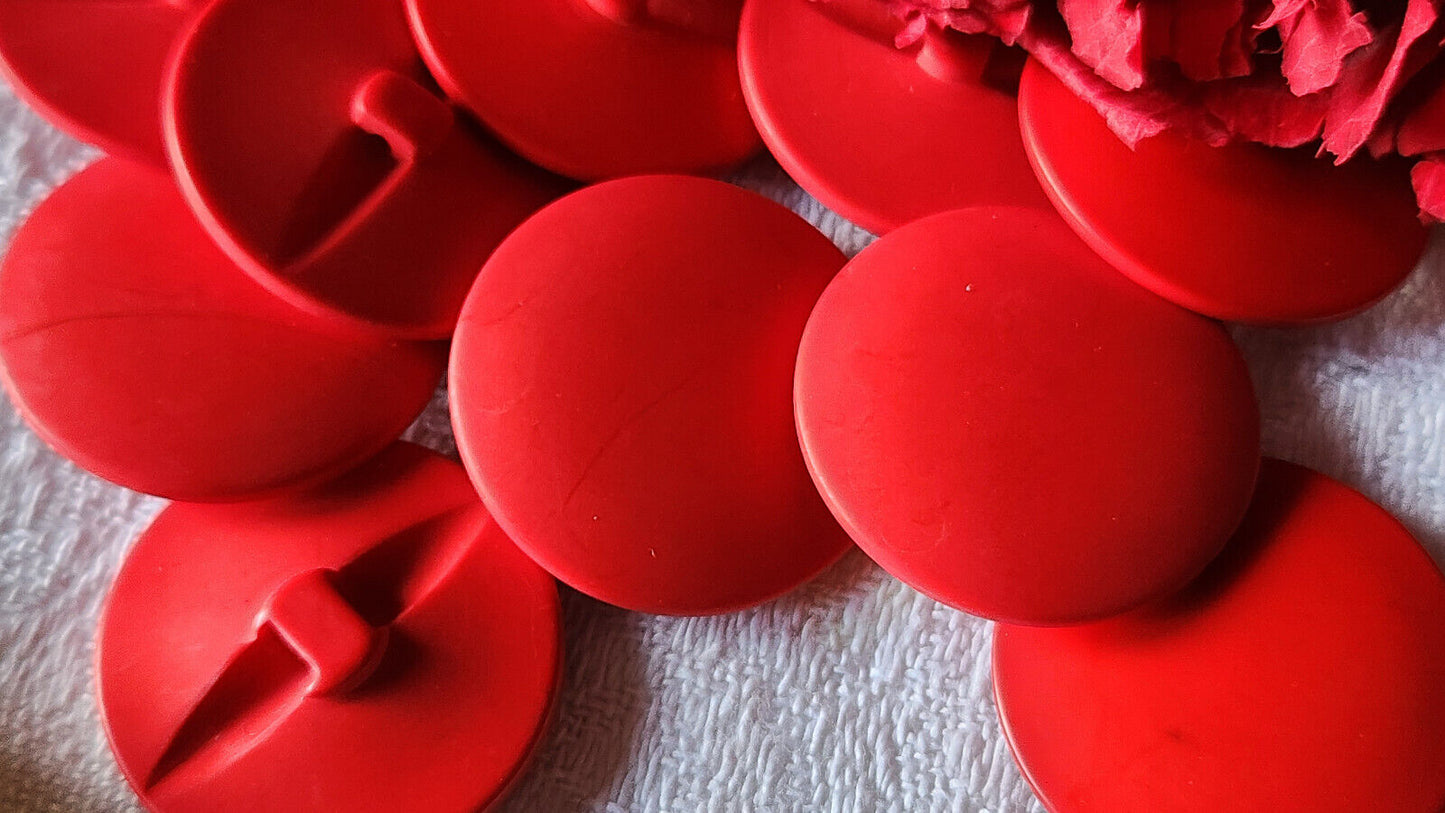 Lot 6 boutons vintage rouge mat à pied 2,4 cm lisse ref 351