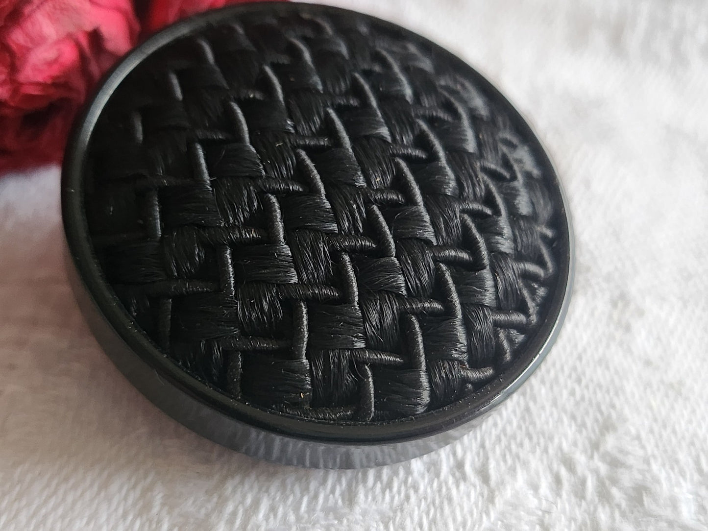 Gros bouton ancien en passementerie noir superbe 3,5 cm ref 6083