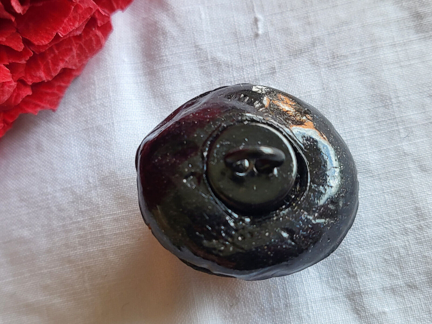 Bouton ancien en passementerie collection noir résine volume 2,3 cm D14H