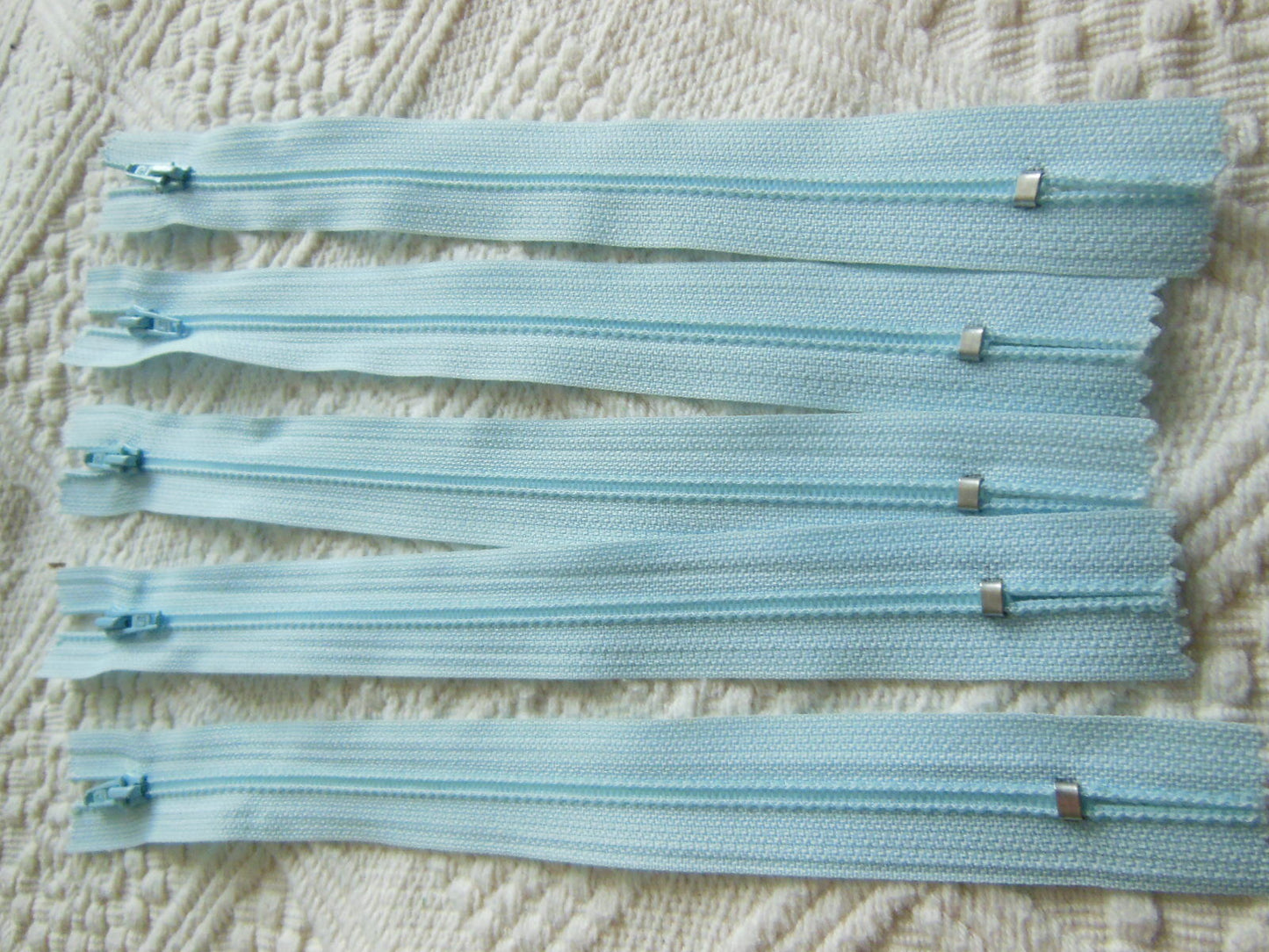 Lot 5 fermeture éclair 20 cm bleu clair non séparable A65 creation pochette