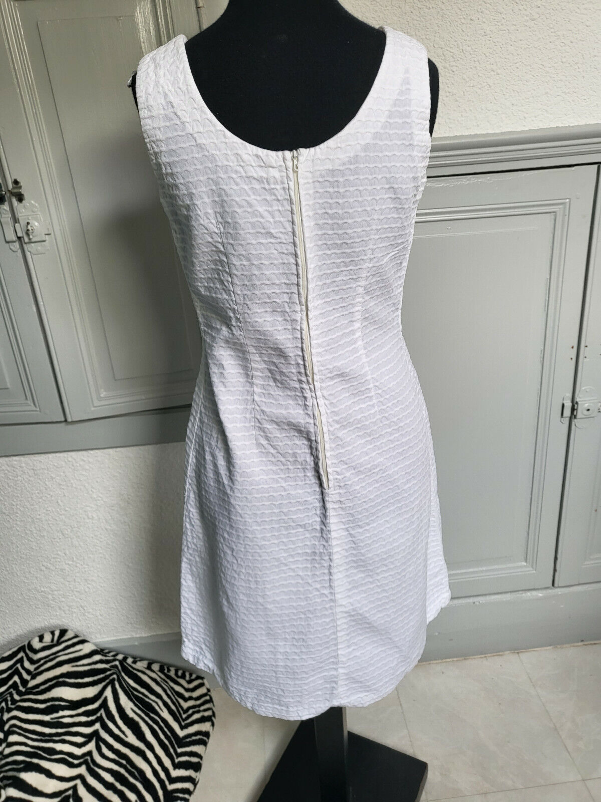 Pur vintage robe ancienne blanche gaufrée taille 38 B5
