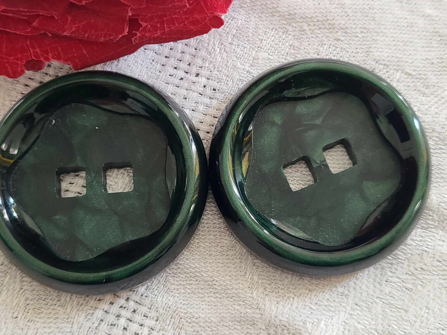 duo gros boutons vintage vert marbré 3,6 cm manteaux gilet ref 204
