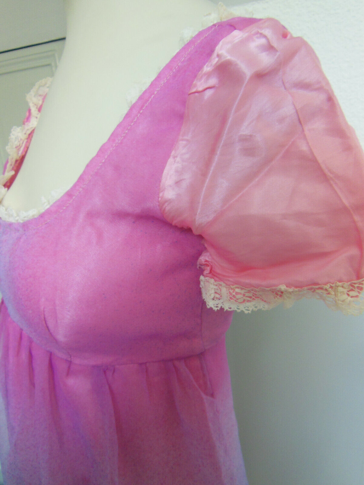 Pur vintage robe longue chemise de nuit? année 60 damasT34/36? B5