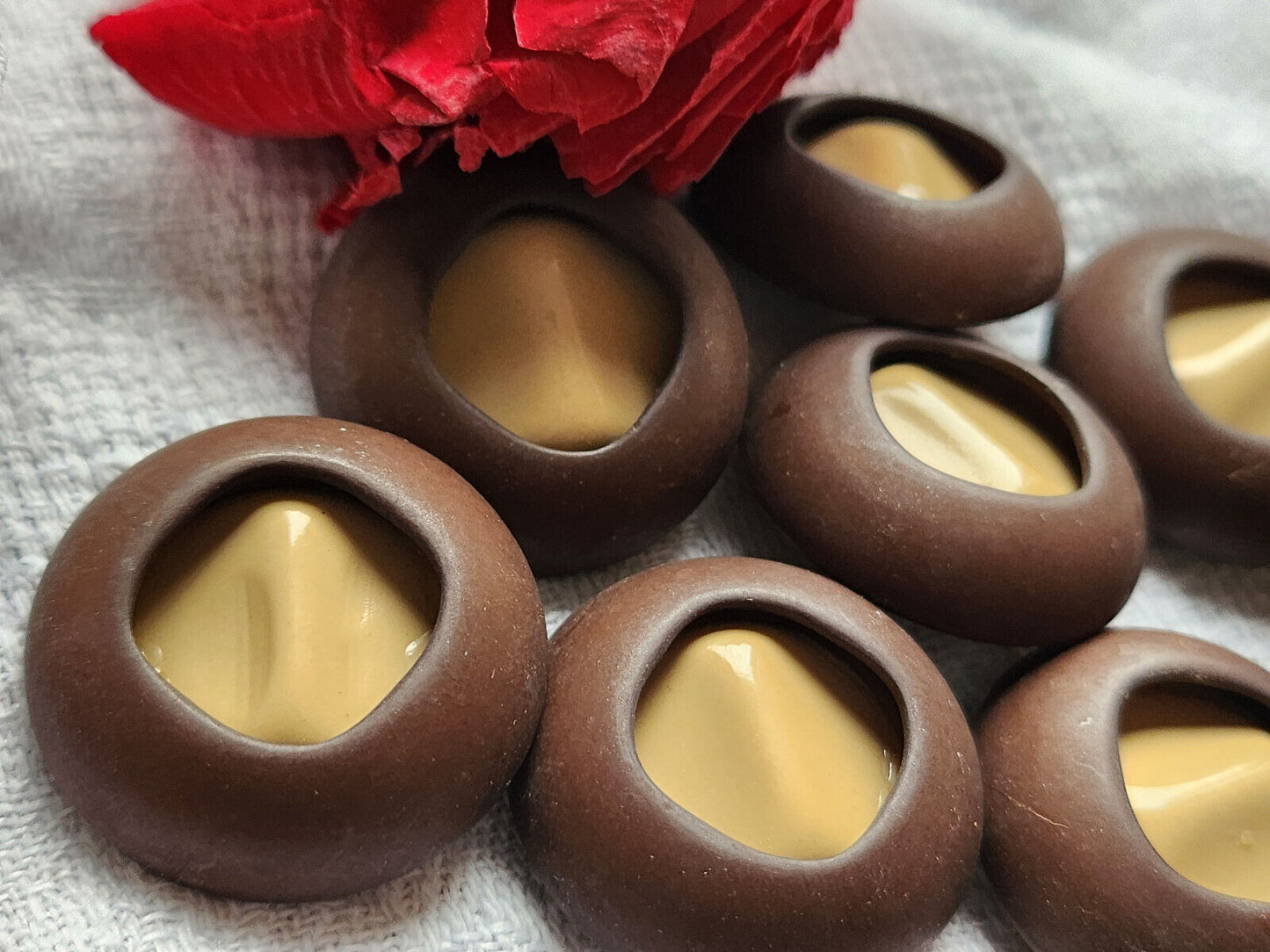 Lot 6 boutons vintage marron café au lait deux tons pied 2,7 cm ref 483
