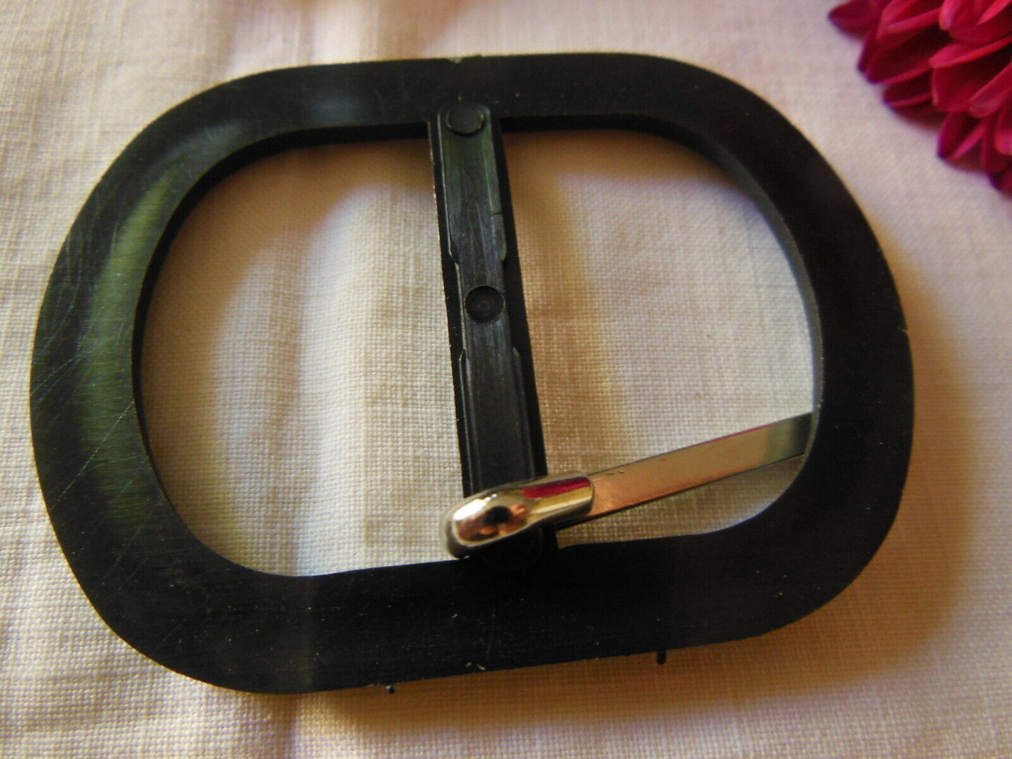 Boucle de ceinture vintage noir mat ovale 4,2 sur 5,5 cm ME1