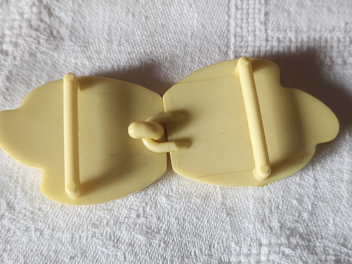 Boucle de ceinture vintage année 80 en 2 parties jaune 8,6 cm