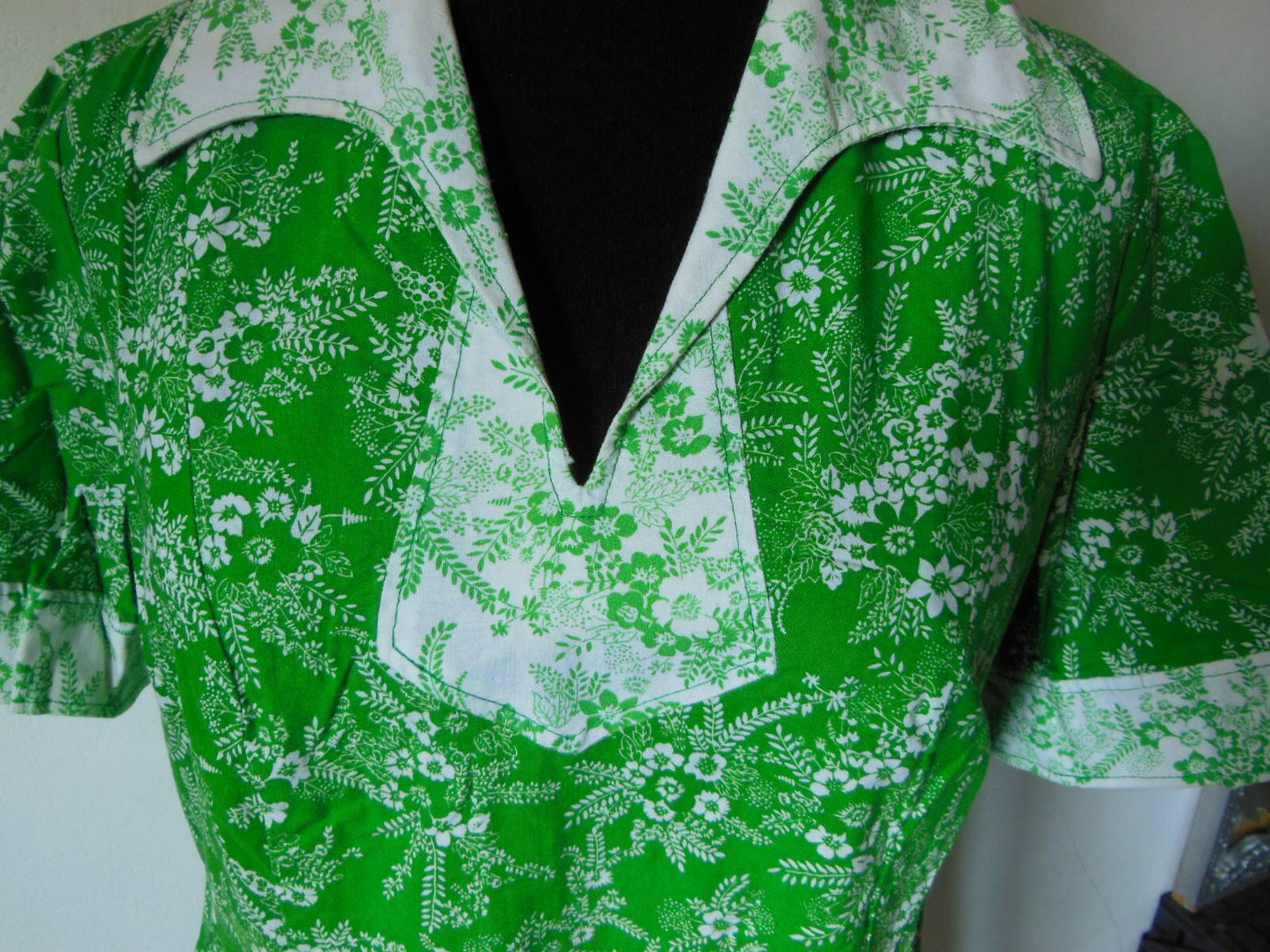 Pur vintage robe ancienne coton imprimé fleur 40 ? B5