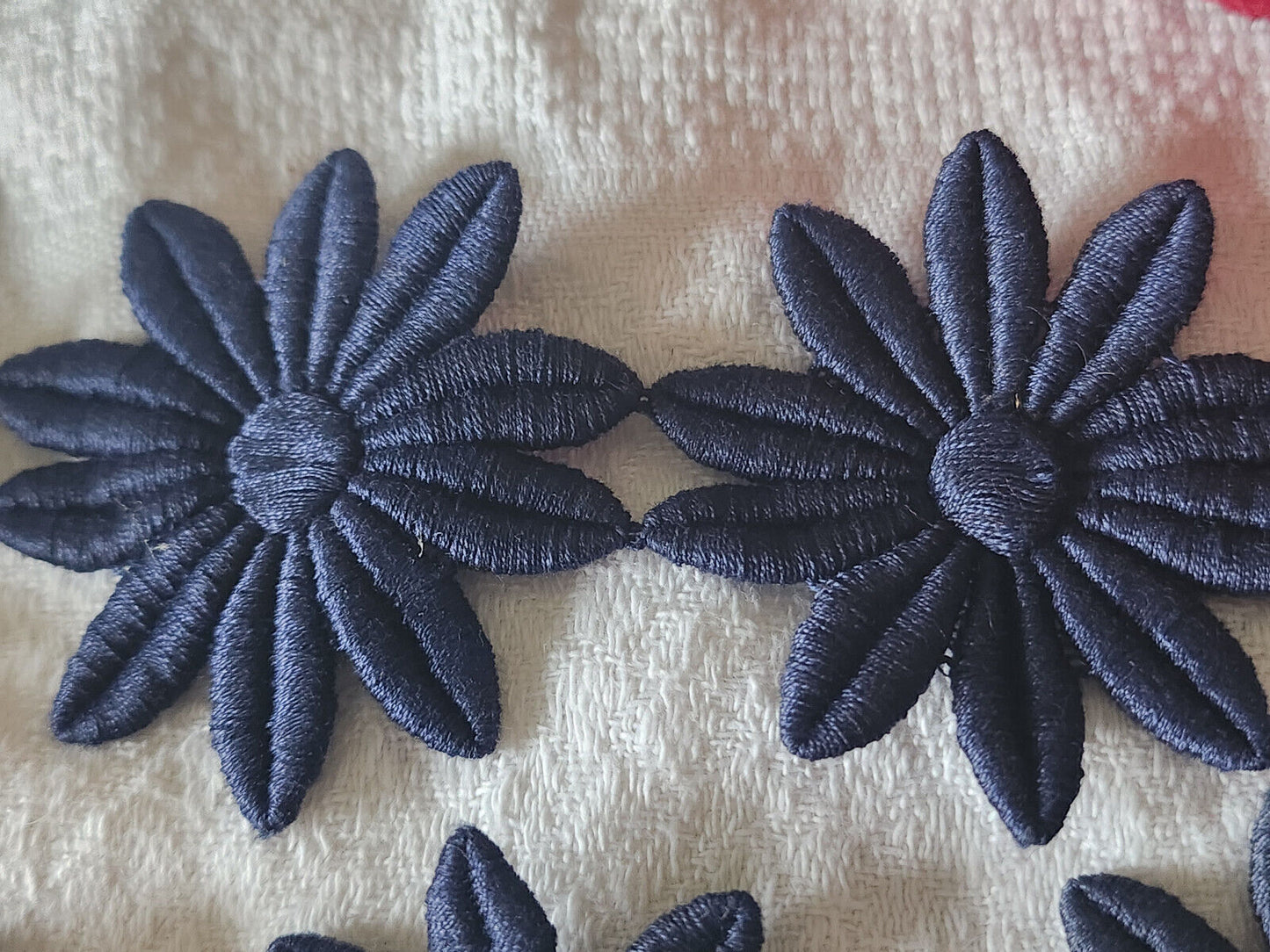 Lot 5 anciennes applications vintage fleur bleu diamètre 5 cm T14