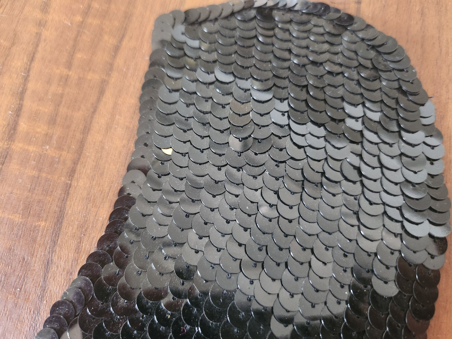 Ancien col en tissu sequin noir B3-3