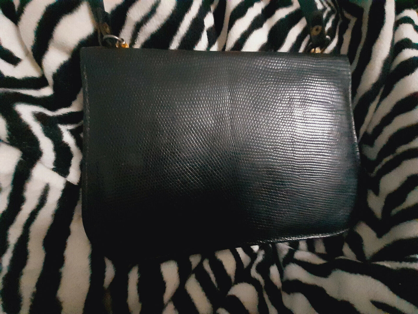 Ancien sac en main noir motif alveole retro vintage A13