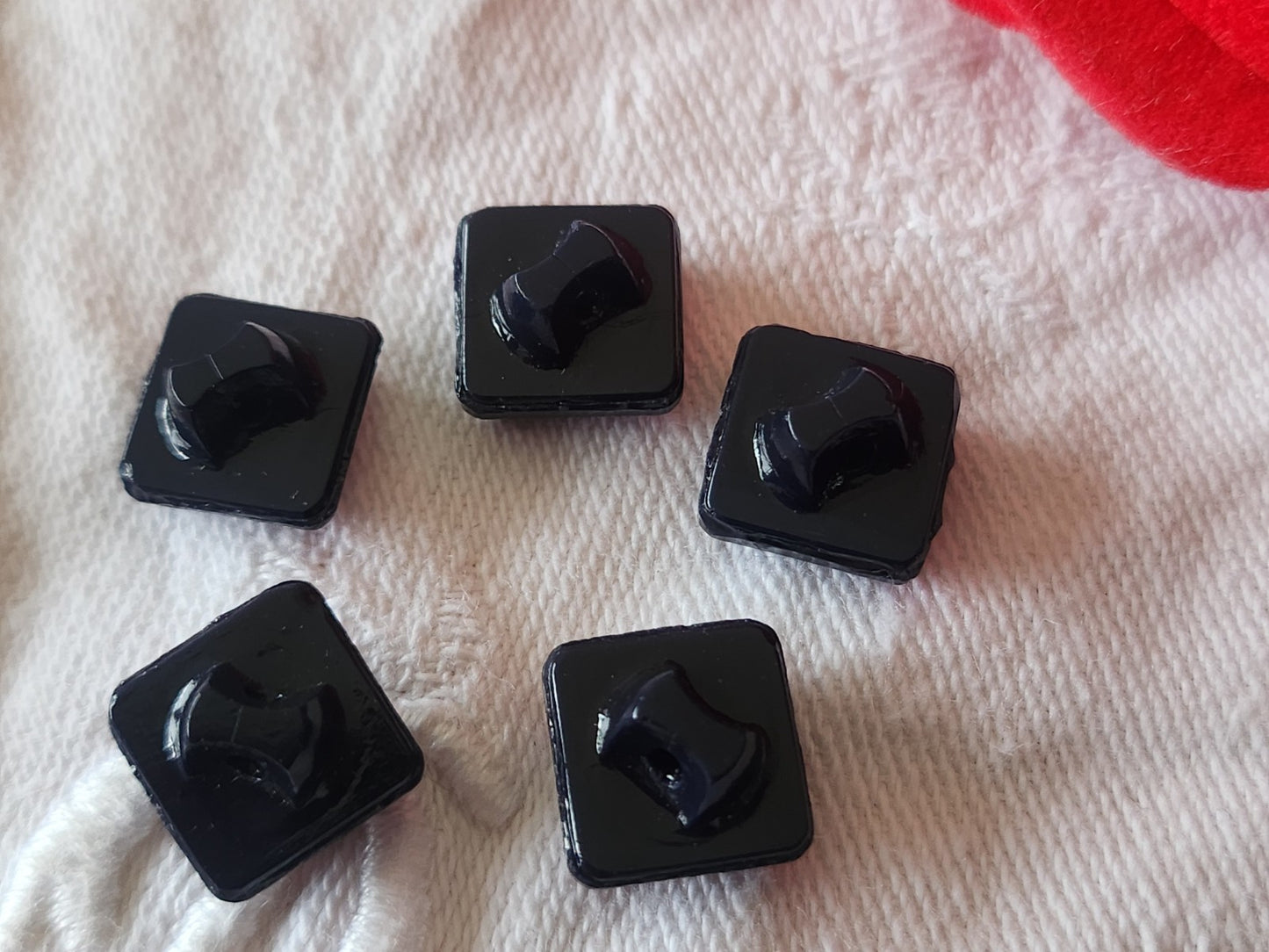 Lot 5 mini boutons vintage en verre bleu foncé 1 cm ref 3961
