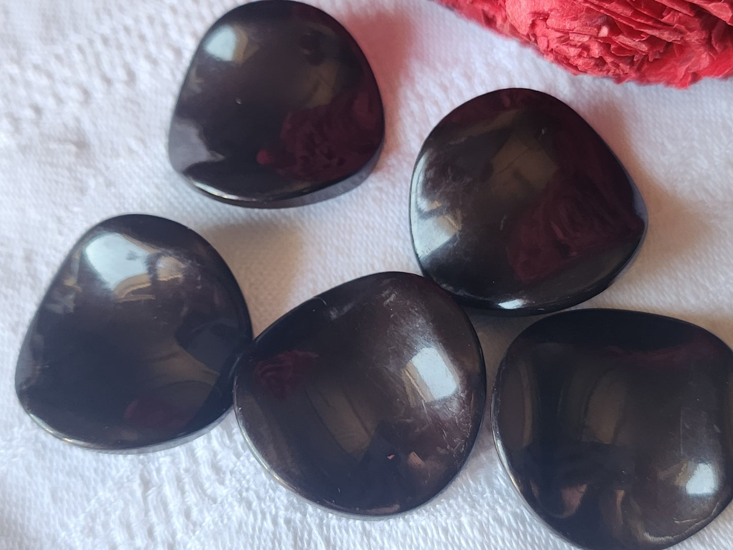Lot 5 gros boutons vintage cambré marron original 2,7 cm ref 5562