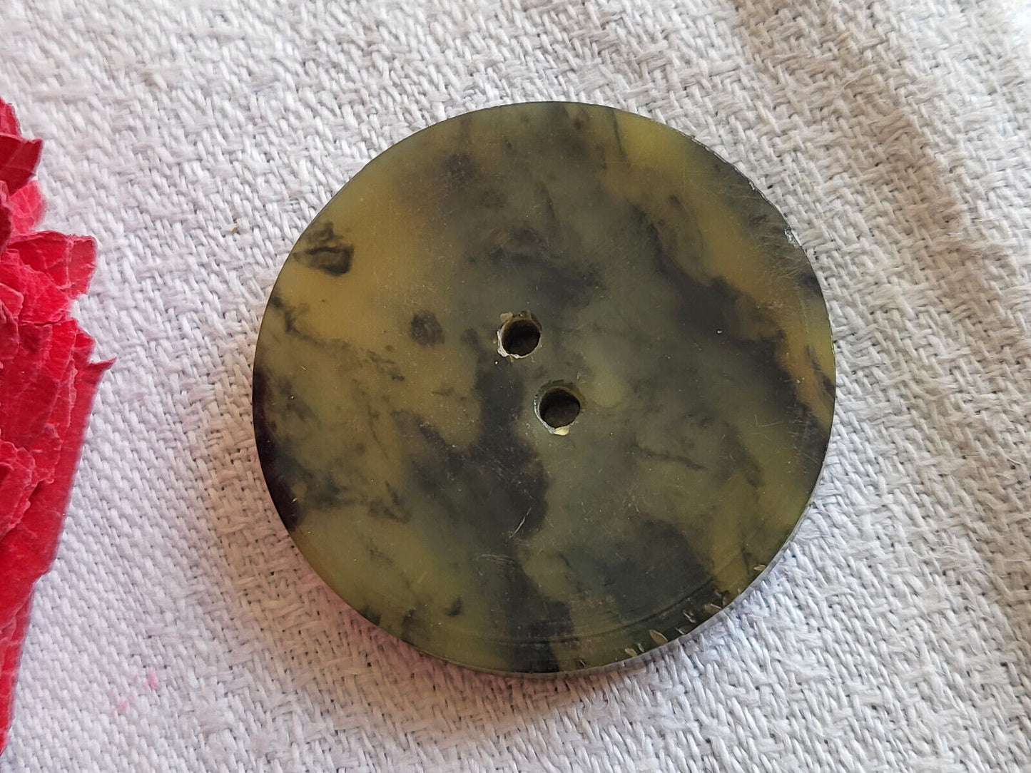 Gros bouton ancien galalithe jaspé collection art deco 3,3 cm D16F