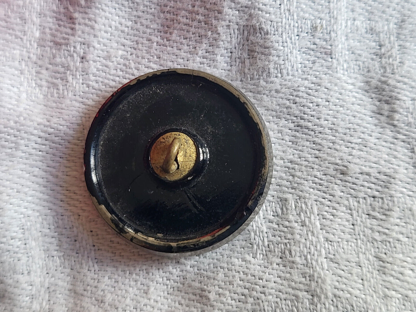 Bouton ancien en verre noir argenté métal année 50 argenté pied 2,2 cm D10R