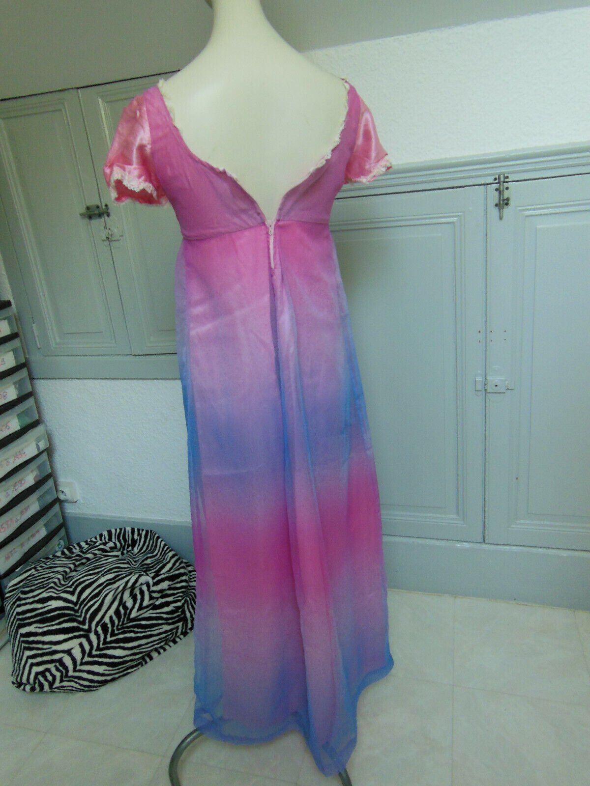 Pur vintage robe longue chemise de nuit? année 60 damasT34/36? B5
