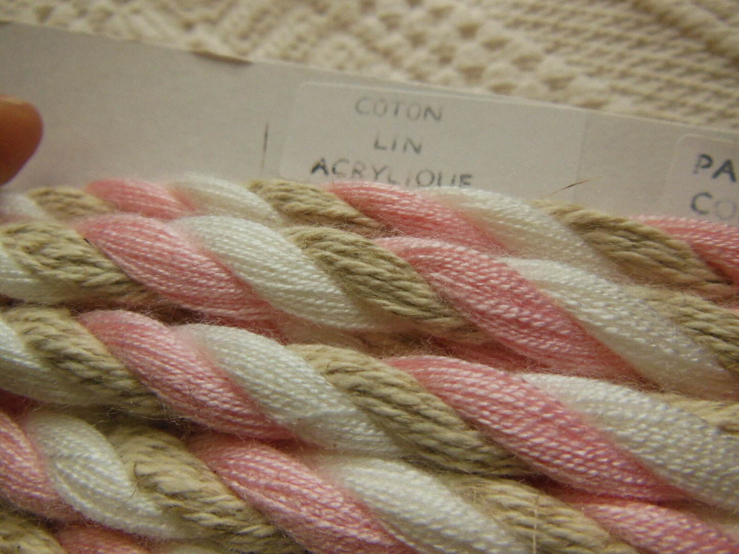Cordon galon idéal embrase lin rose beige blanc 3 mètres sur 0,9 cm A2