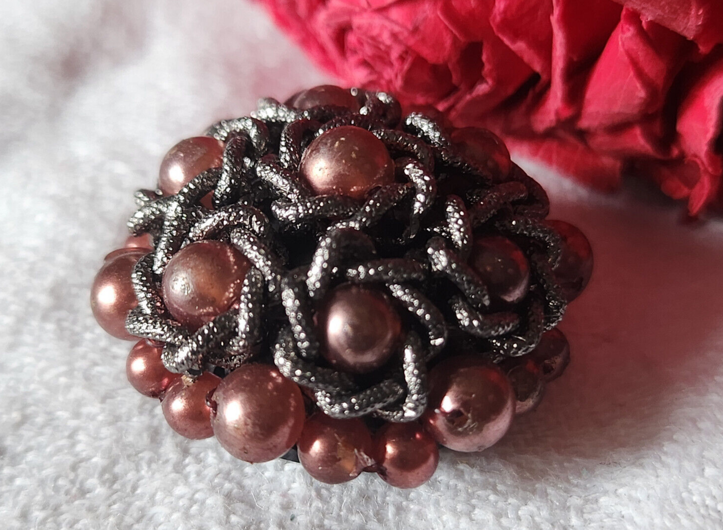 Bouton vintage parurier haute couture pourtour perlé 2,9 cm ref 5719
