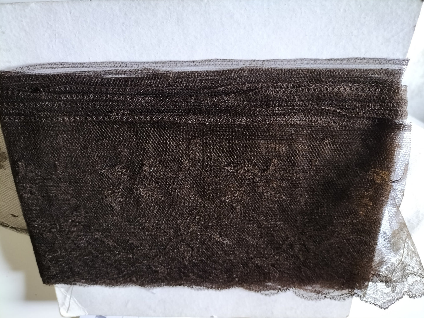Rare large dentelle ancienne marron voilette jupon modiste 6 mètres B6 n°21