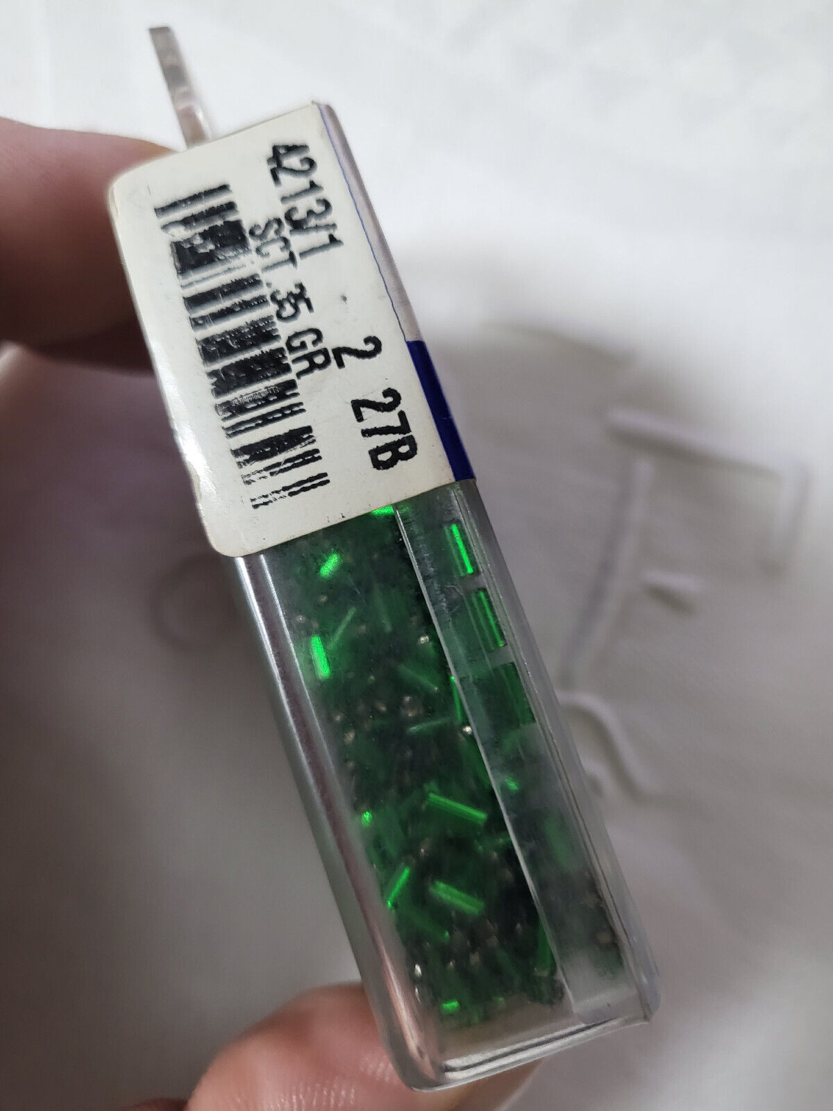 Lot 35 grammes de perles tube vert n°106 mercerie broderie Lunéville