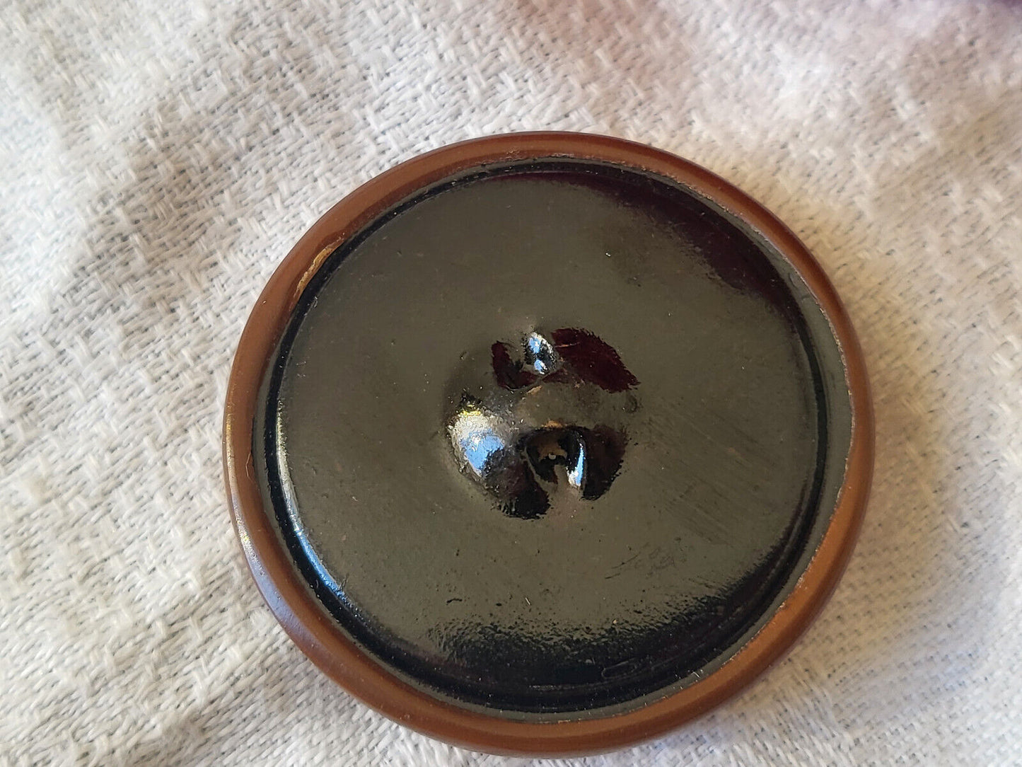 Gros bouton ancien en celluloïd beige marron etat superbe pied 3,8 cm ref 3220