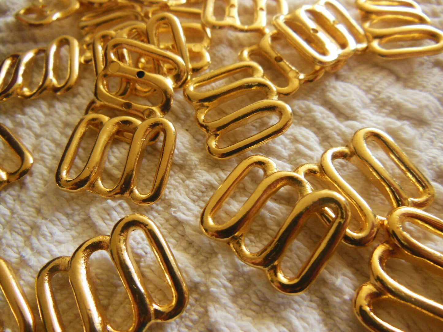 Lot 6 ornements en métal doré boucle bretelle 3 passants couture bijoux T17