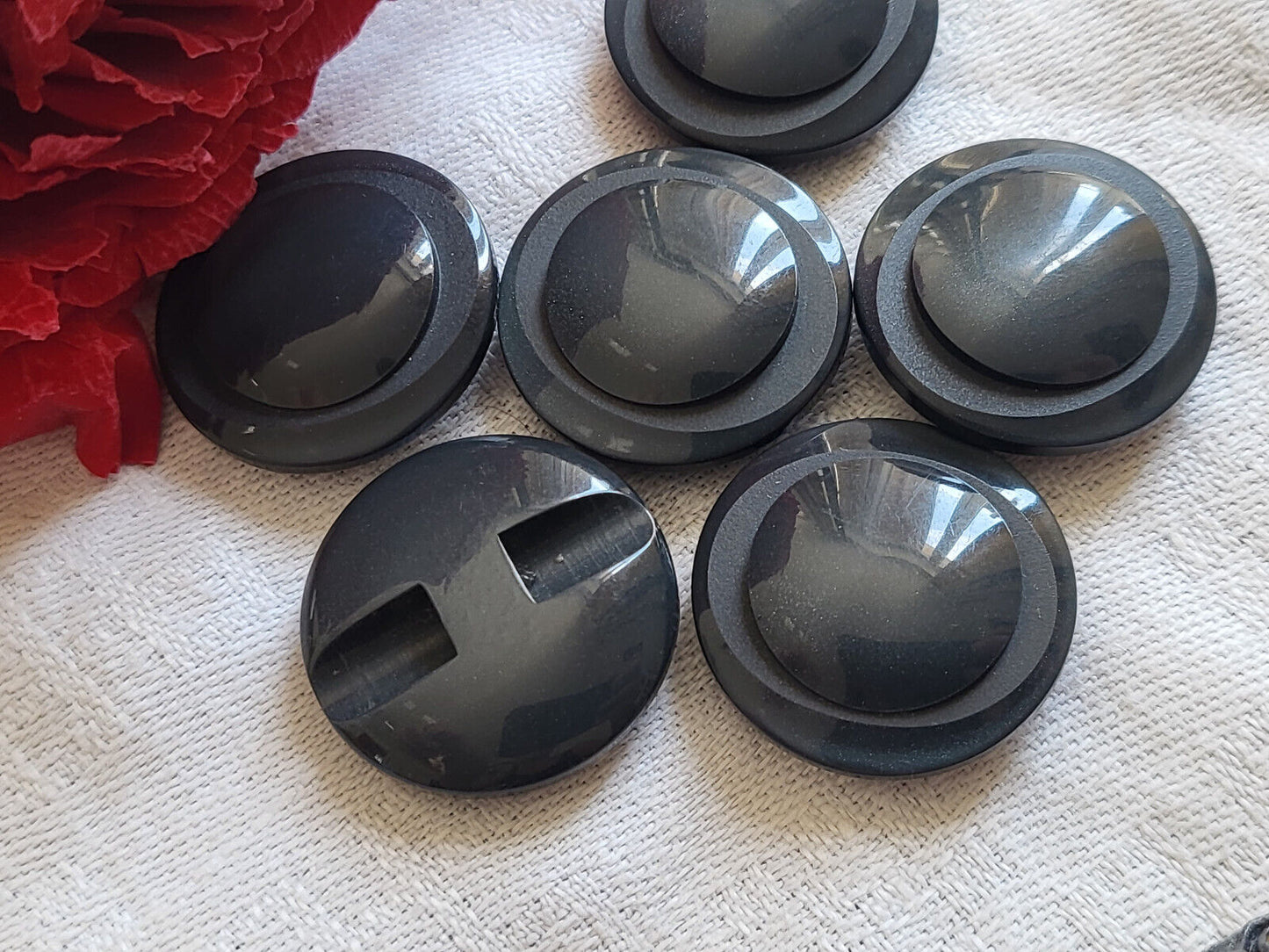 Lot 6 boutons vintage lumineux gris à pied 2,2 cm ref 283